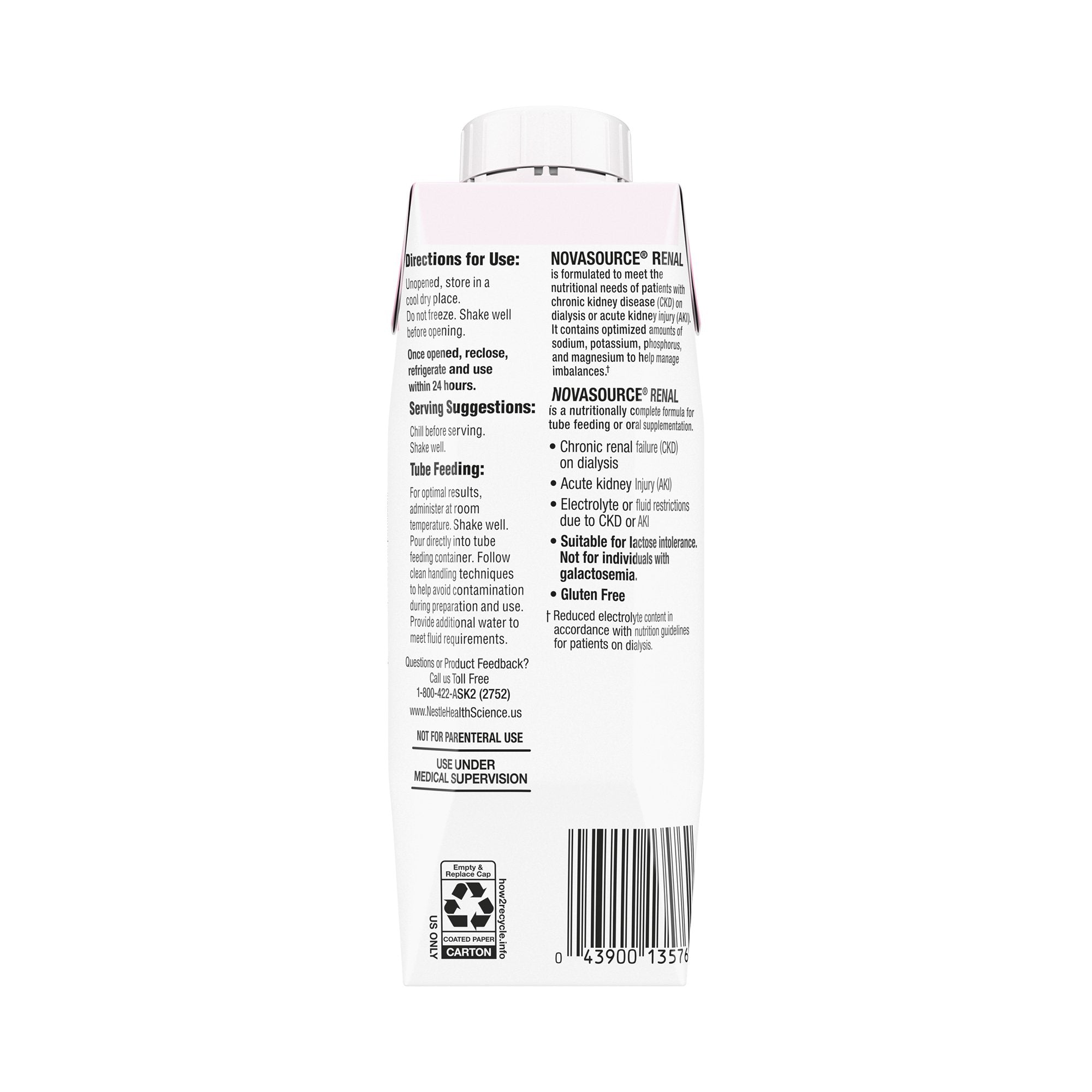 Oral Supplement Novasource Renal Strawberry Flavor Liquid 8 oz. Carton
