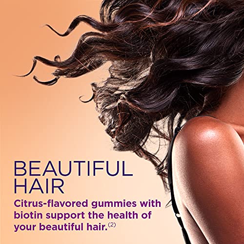 Nature's Bounty Hair, Skin & Nails with Biotin and Collagen, Citrus-Flavored Gummies Vitamin Supplement, Supports Hair, Skin, and Nail Health for Women, 2500 mcg, 80 Count