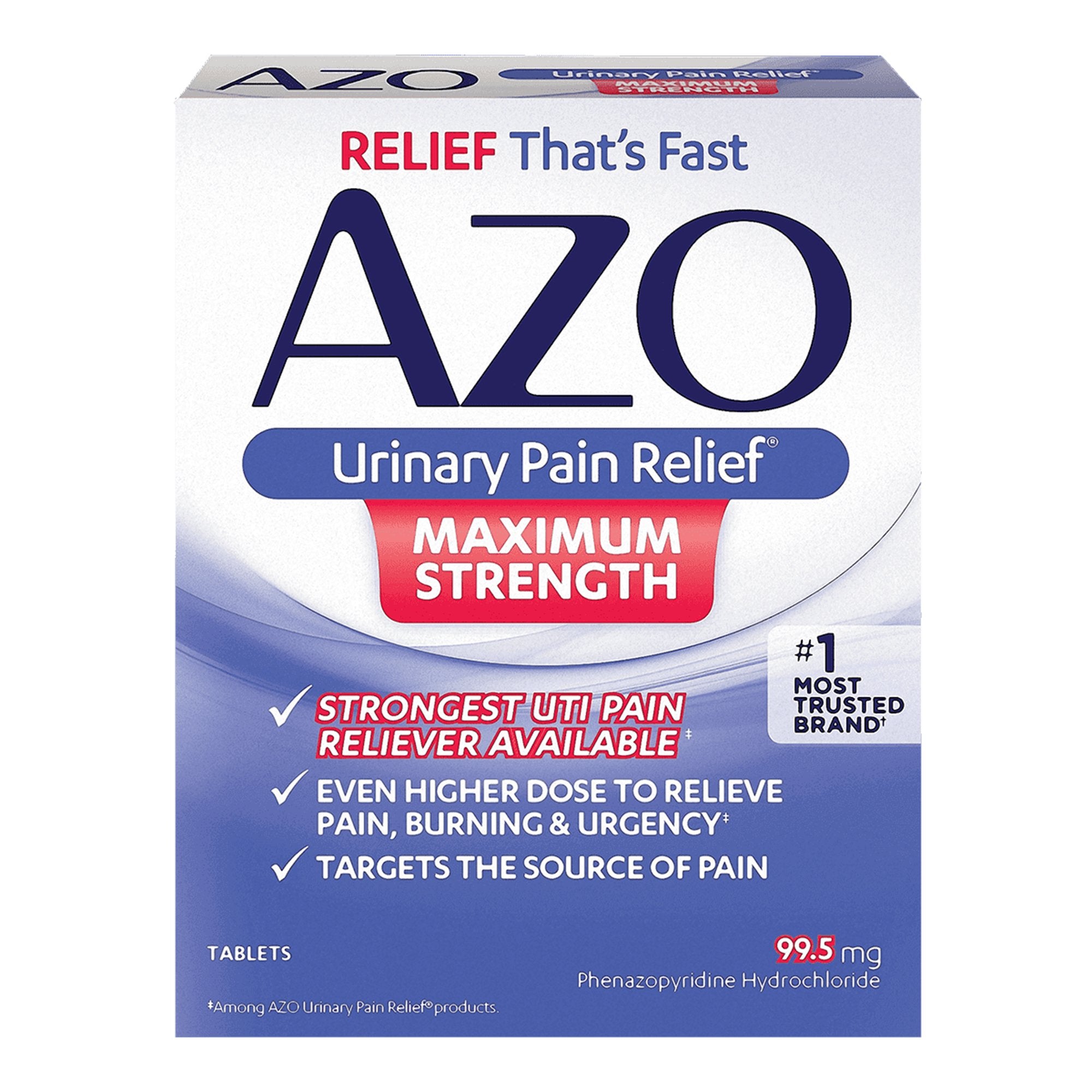 Urinary Pain Relief AZO Maximum Strength 99.5 mg Strength Phenazopyridine HCL Tablet 12 per Box