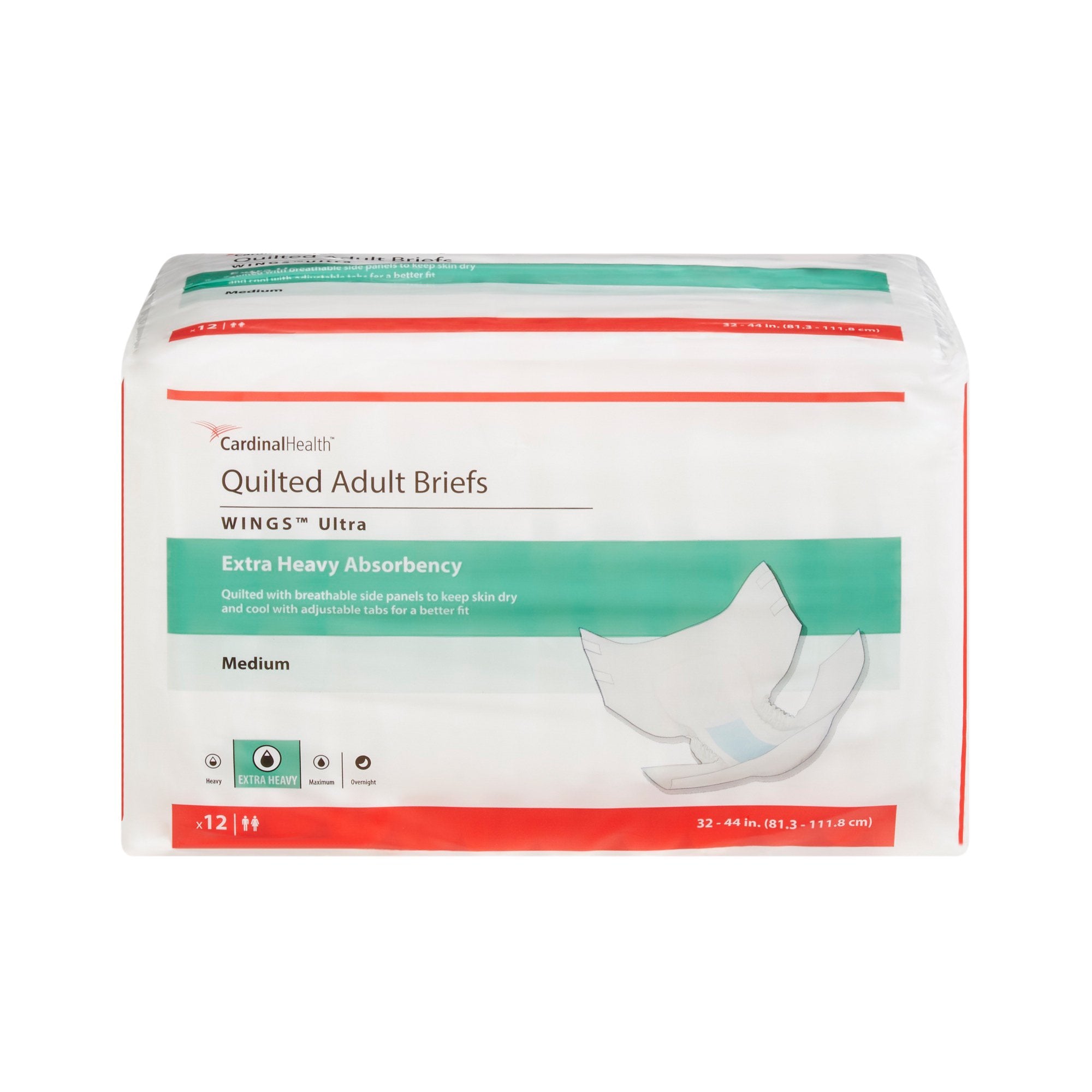 Unisex Adult Incontinence Brief Wings Ultra Medium Disposable Heavy Absorbency
