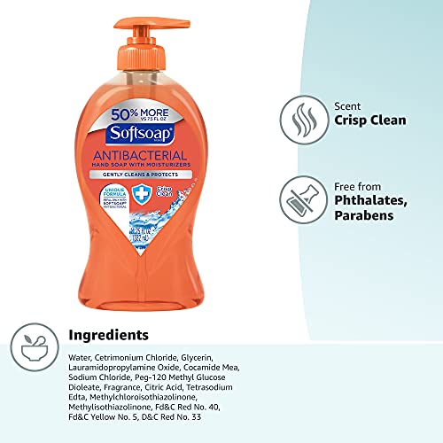 Softsoap Antibacterial Liquid Hand Soap Pump, Crisp Clean - 11.25 fluid ounce
