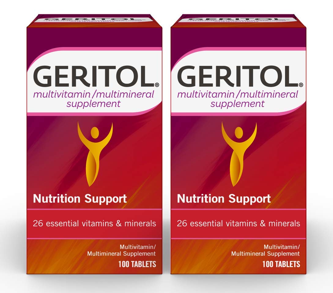 Geritol Multi-Vitamin Nutritional Support Tablets, Balance of 26 Essential Vitamins and Minerals, 100 Count (Pack of 2)