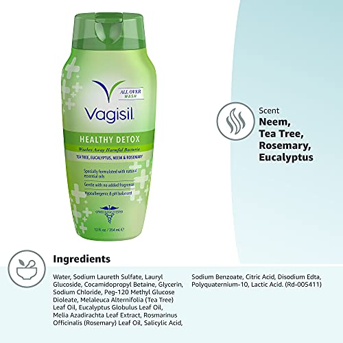 Vagisil Healthy Detox All Over Body Wash for Women, Gynecologist Tested, Hypoallergenic and pH balanced, 12 Ounce, Pack of 1 (Packaging May Vary)