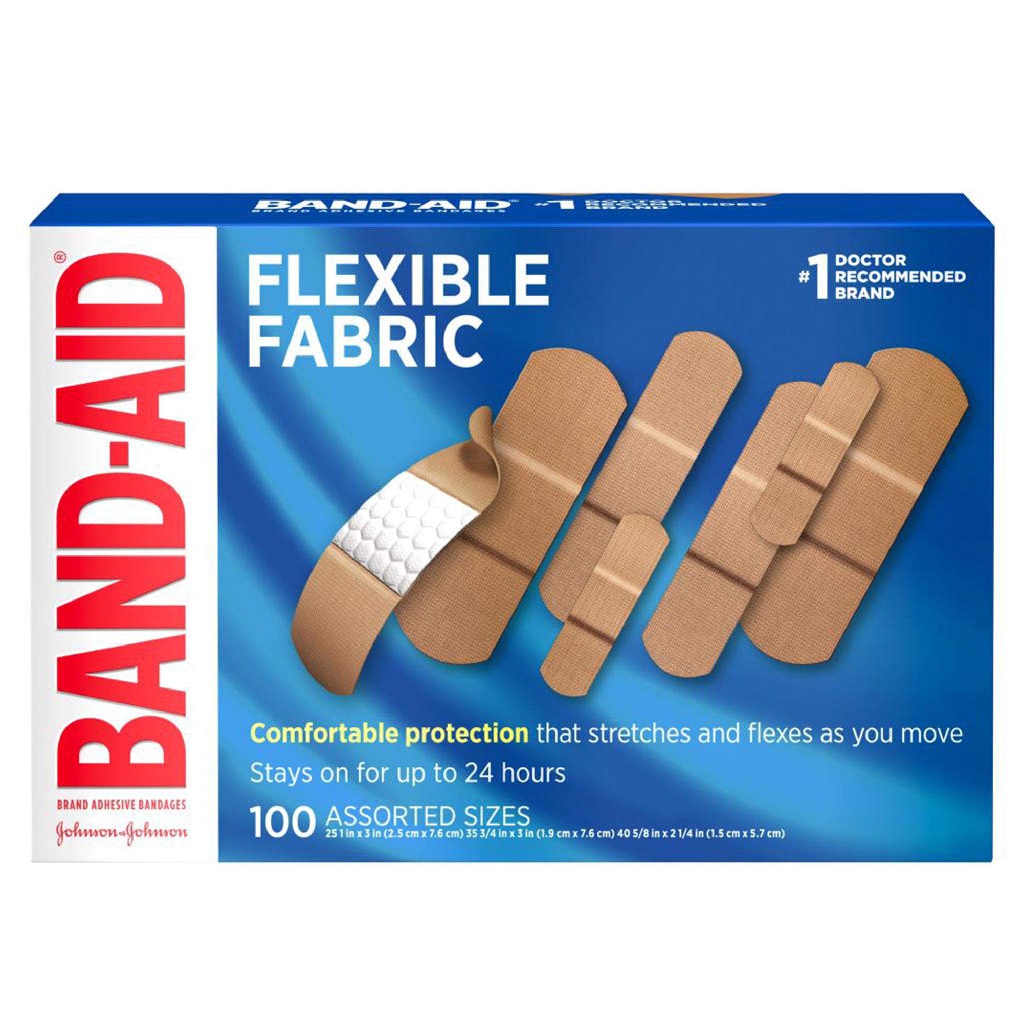 Adhesive Strip Band-Aid Flexible Fabric (25) 1 X 3 Inch / (35) 3/4 X 3 Inch / (40) 5/8 X 2-1/4 Inch Fabric Rectangle Tan Sterile