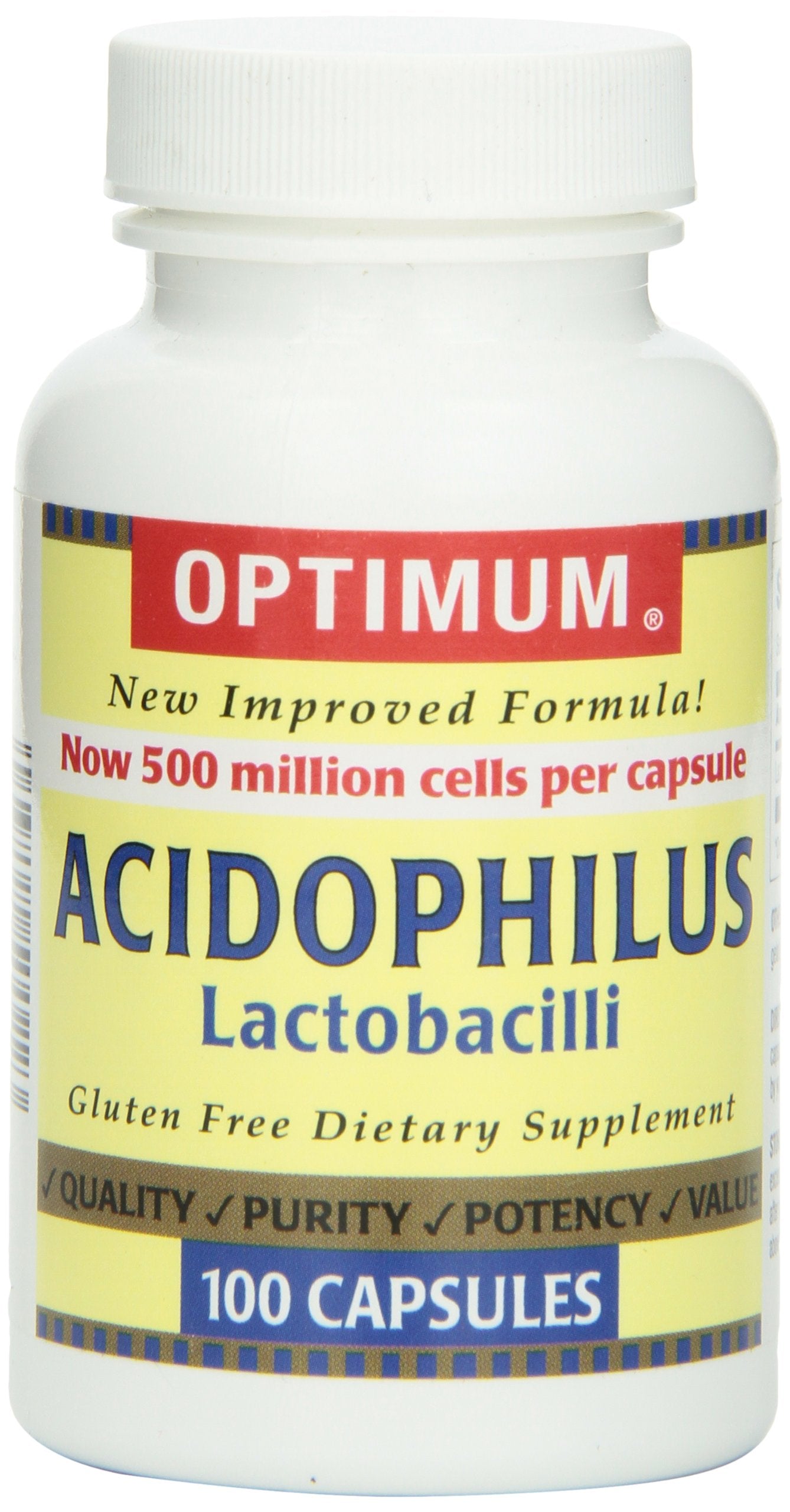 Optimum Acidophilus Lactobacilli Capsules, 100 Count