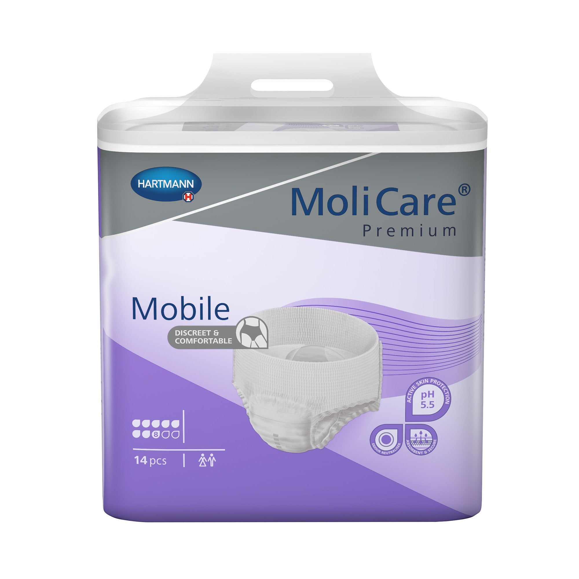 Unisex Adult Absorbent Underwear MoliCare Premium Mobile 8D Pull On with Tear Away Seams Large Disposable Heavy Absorbency