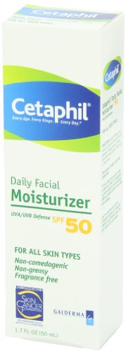 CETAPHIL Daily Facial Moisturizer SPF 50, Gentle Facial Moisturizer For Dry to Normal Skin Types, No Added Fragrance, (Packaging May Vary), 1.7 Fl Oz (Pack of 2)