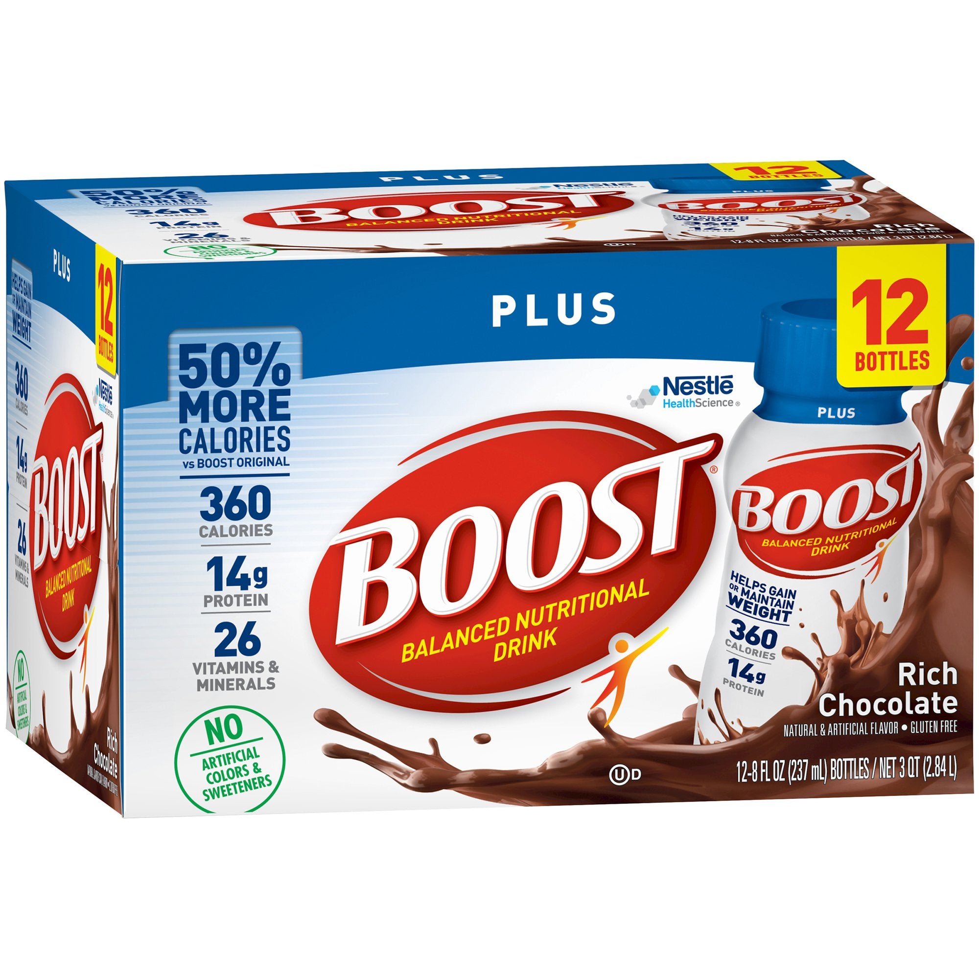 Oral Supplement Boost Plus Rich Chocolate Flavor Liquid 8 oz. Bottle