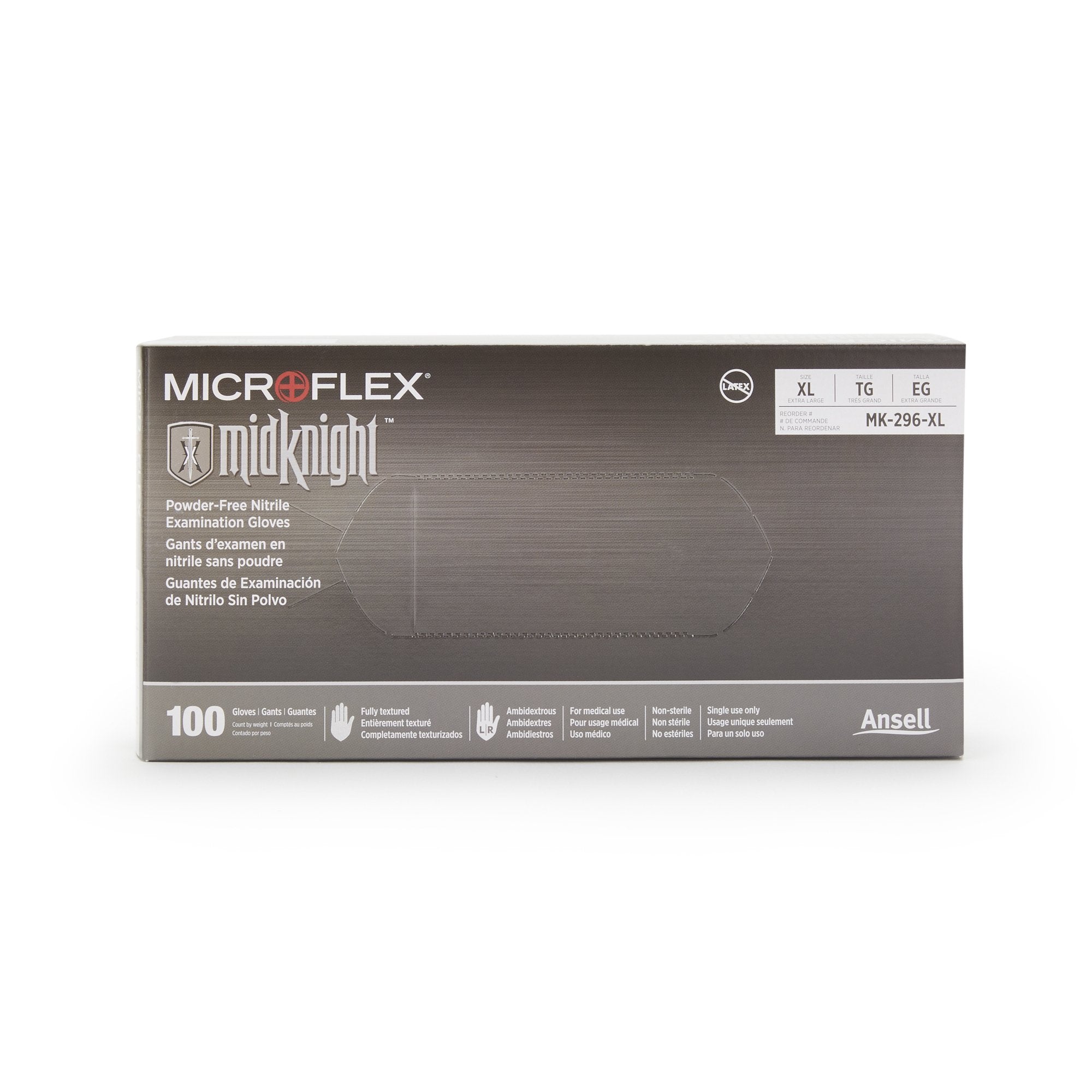 Exam Glove MICROFLEX MidKnight X-Large NonSterile Nitrile Standard Cuff Length Fully Textured Black Fentanyl Tested