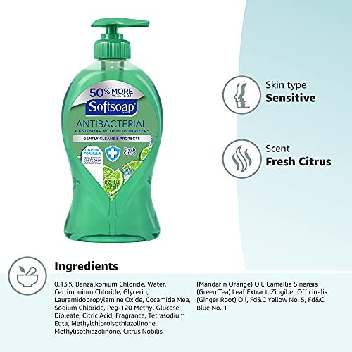 Softsoap Antibacterial Liquid Hand Soap, Fresh Citrus - 11.25 fluid ounce Green