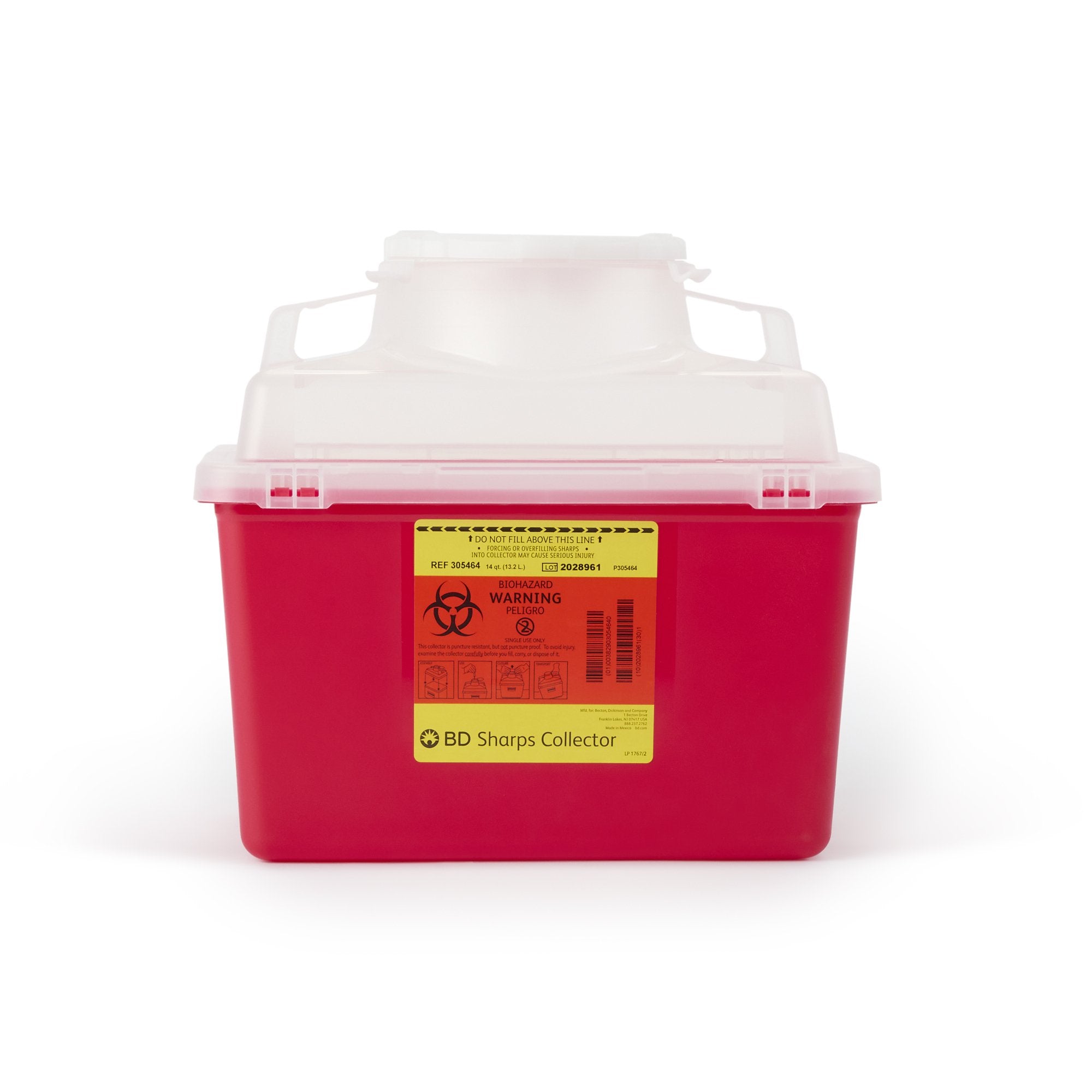 Sharps Container BD Red Base 11-1/2 H X 12-4/5 W X 8-4/5 D Inch Vertical Entry 3.5 Gallon
