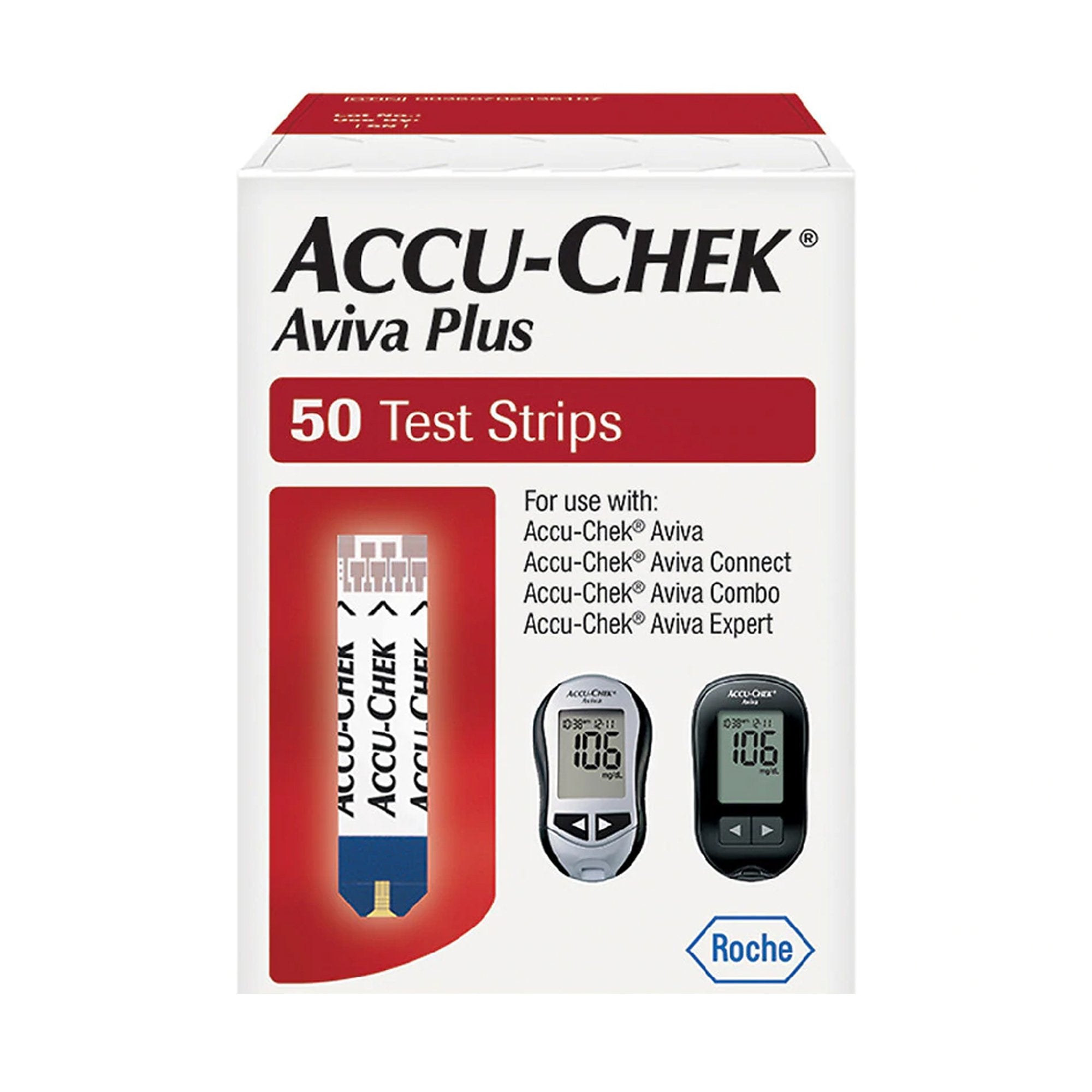 Blood Glucose Test Strips Accu-Chek Aviva Plus 50 Strips per Pack