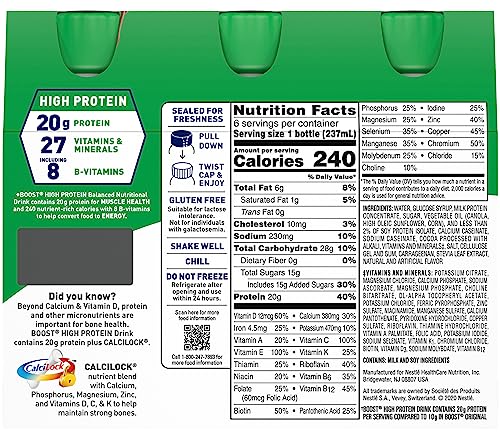 Boost High Protein Balanced Nutritional Drink, Rich Chocolate, For Muscle Health & Energy, Ready-to-Drink Bottles, 6-8 FL OZ Bottles/Pack (Pack of 1)