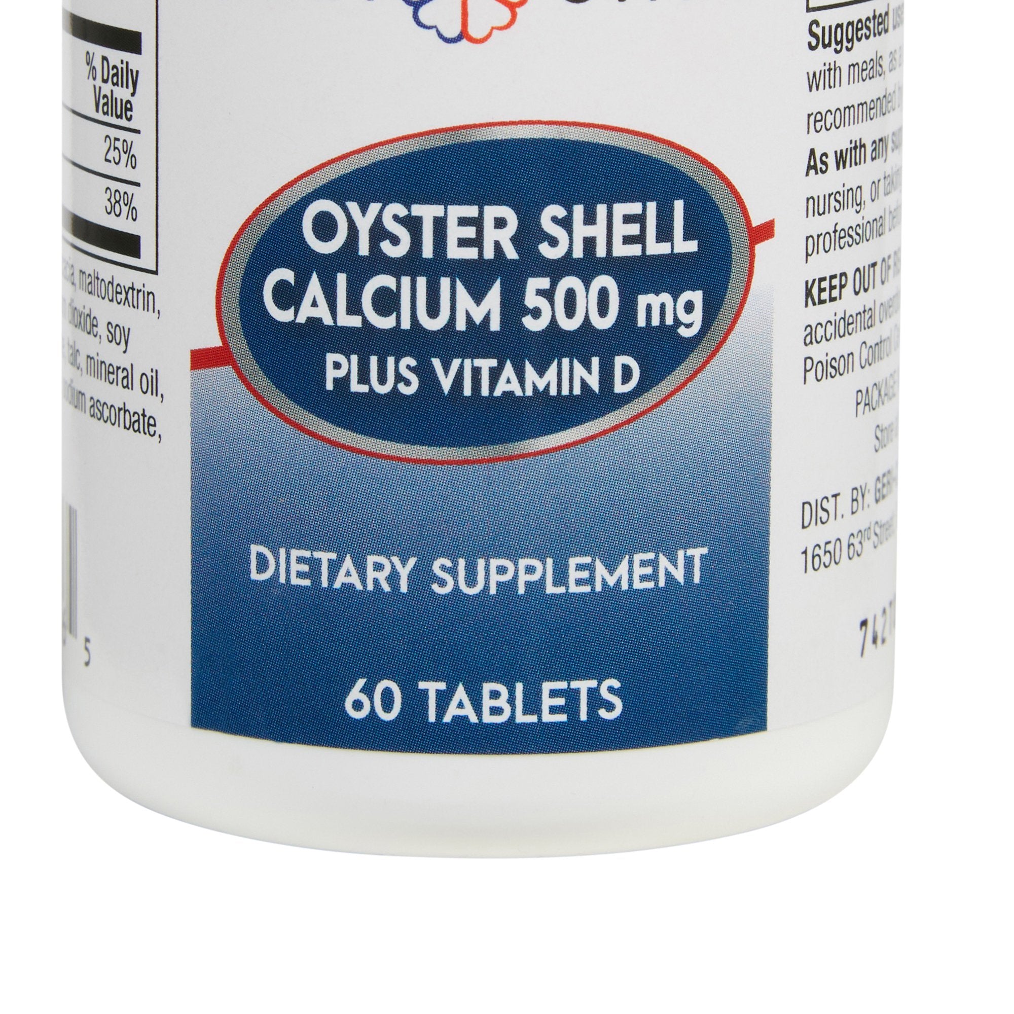 Joint Health Supplement Geri-Care Oyster Shell 500 mg Strength Tablet 60 per Bottle