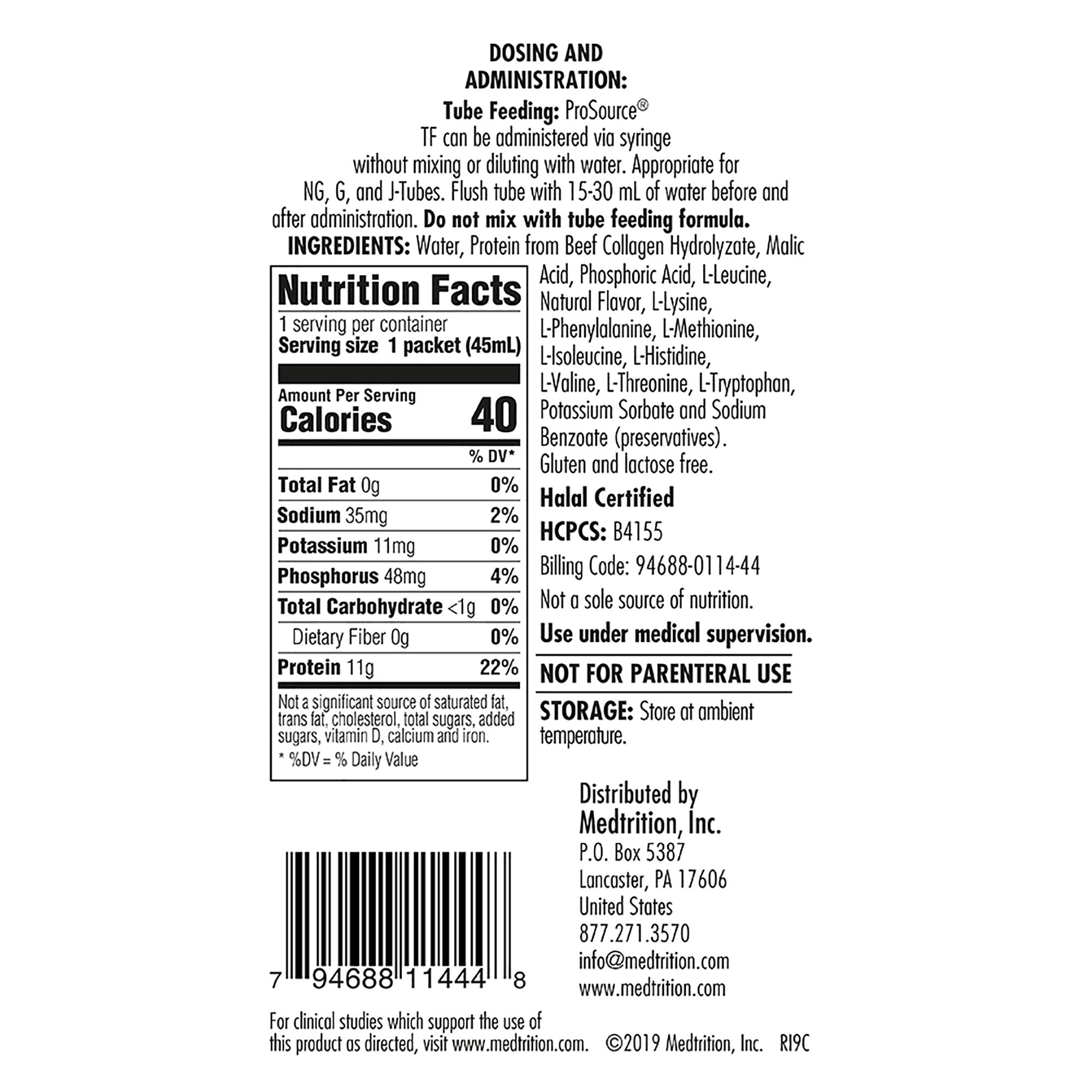 Tube Feeding Formula ProSource TF Unflavored Liquid 45 mL Pouch