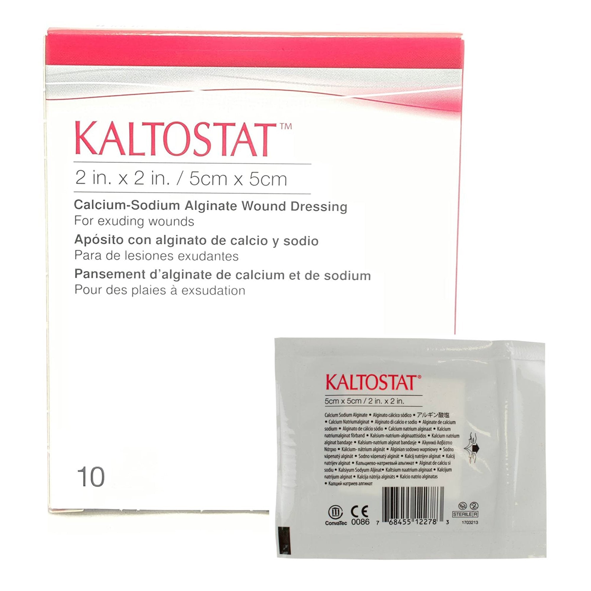 Alginate Dressing Kaltostat 2 X 2 Inch Square Calcium Alginate Sterile