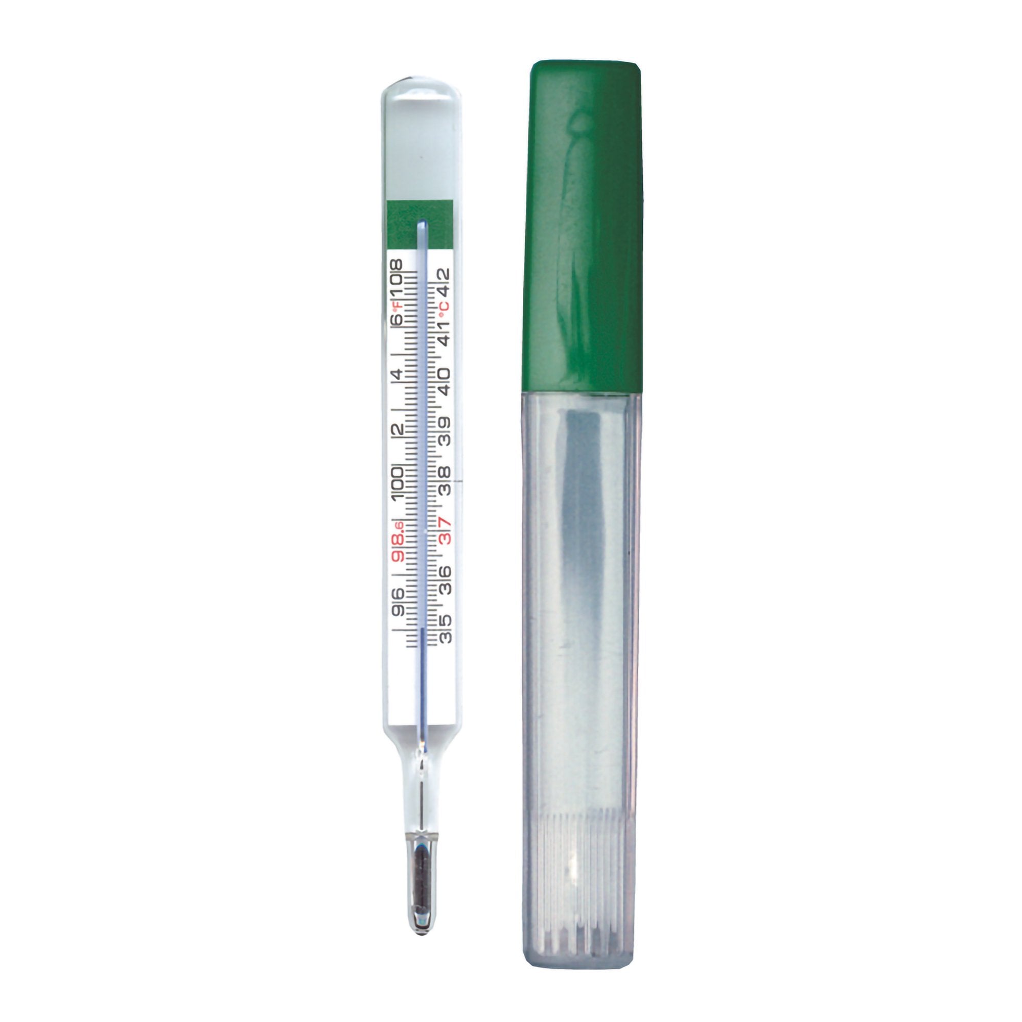 Glass Oral Thermometer Geratherm Glass , Mercury Free Oval Shape Fahrenheit / Celsius