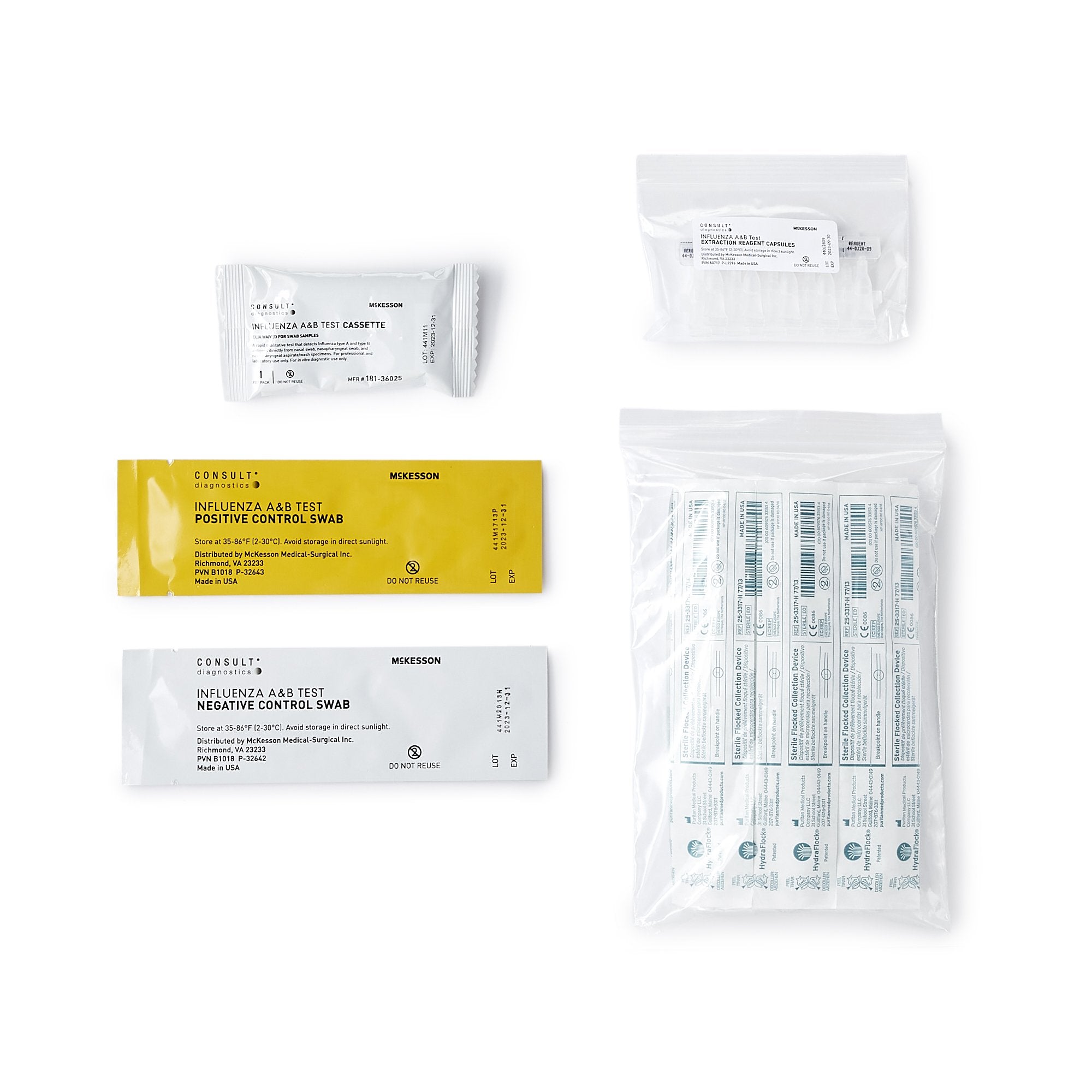 Respiratory Test Kit McKesson Consult Infectious Disease Immunoassay Influenza A + B Nasal Swab / Nasopharyngeal Wash / Nasopharyngeal Aspirate Sample 25 Tests CLIA Waived