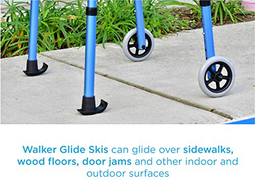 NOVA Medical Products Walker Glide Skis, Universal Fit, One Pair, Black