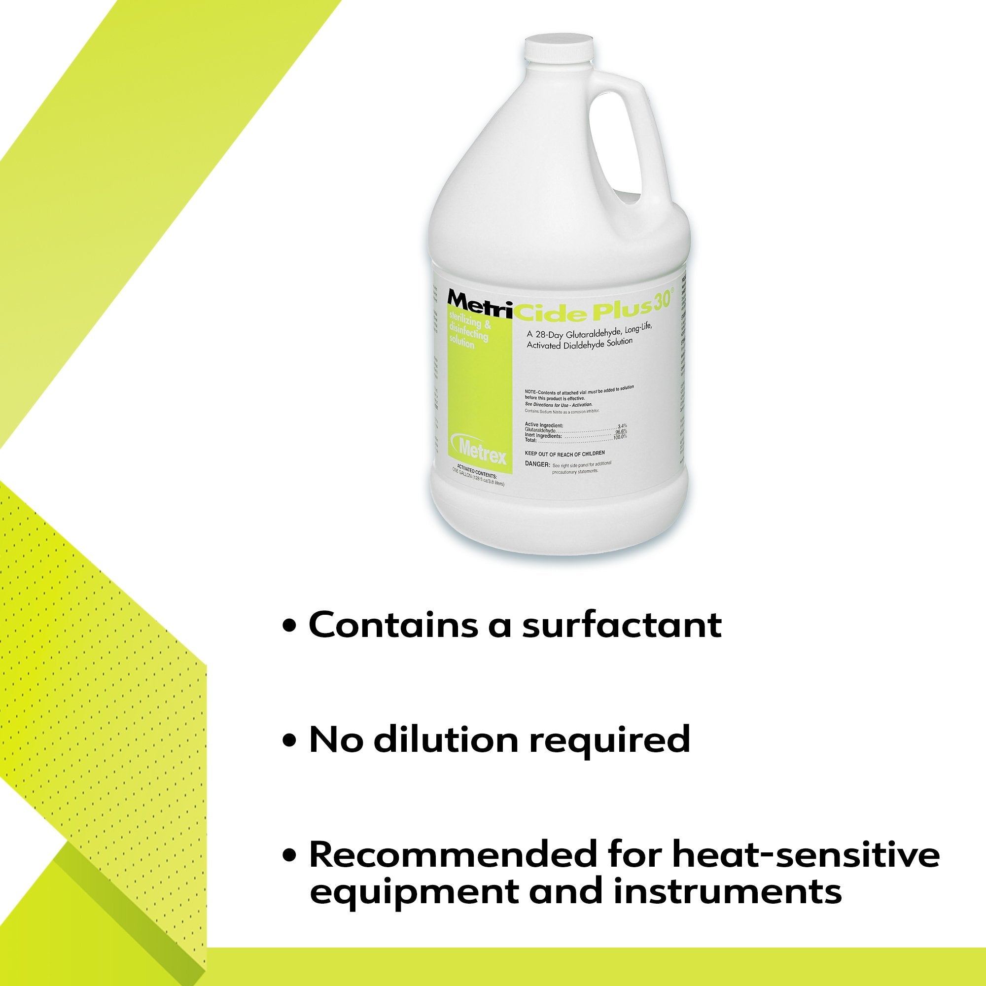 Glutaraldehyde High-Level Disinfectant MetriCide Plus 30 Activation Required Liquid 1 gal. Jug Max 28 Day Reuse