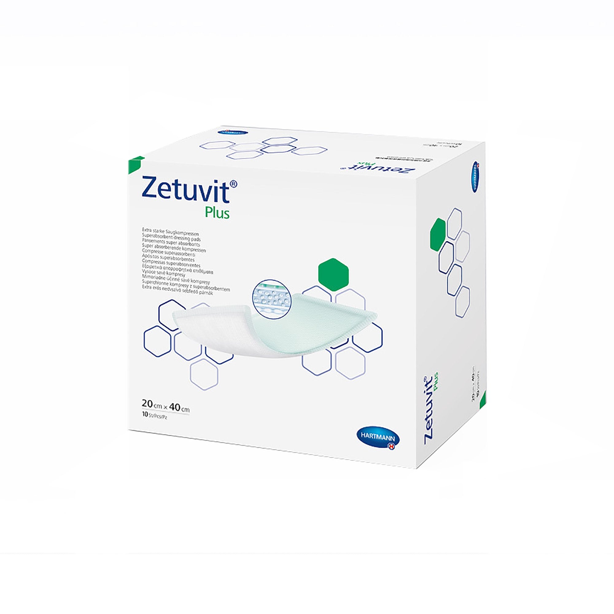 Super Absorbent Dressing Zetuvit Plus 8 X 16 Inch Nonwoven / Cellulose Rectangle Sterile