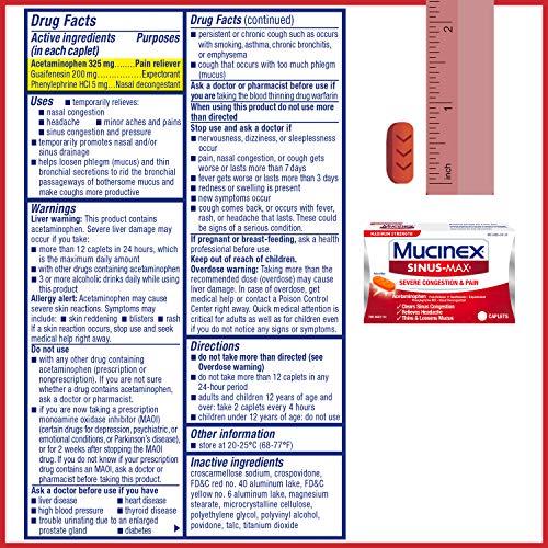 Mucinex Sinus-Max Severe Congestion Relief Caplets, 20 Count