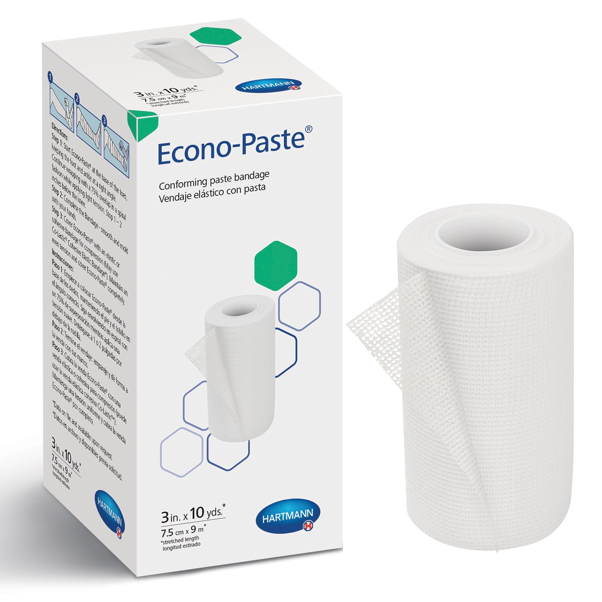 Unna Boot Bandage Econo-Paste 3 Inch X 10 Yard Knitted Gauze Zinc Oxide Paste NonSterile