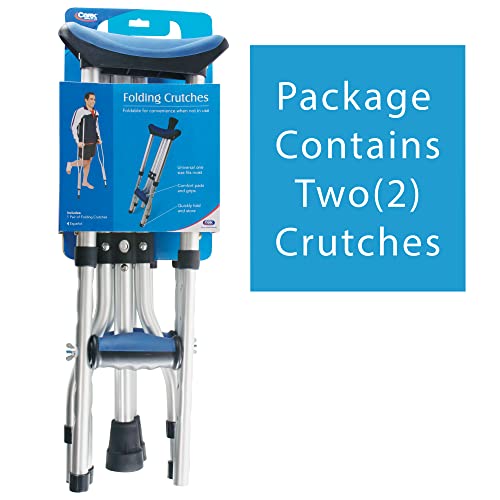 Carex Folding Aluminum Under Arm Crutches - Lightweight Crutches for Adults 4'11" to 6'4", Adult Crutches, 2 Crutches Included, Universal Crutches for Walking