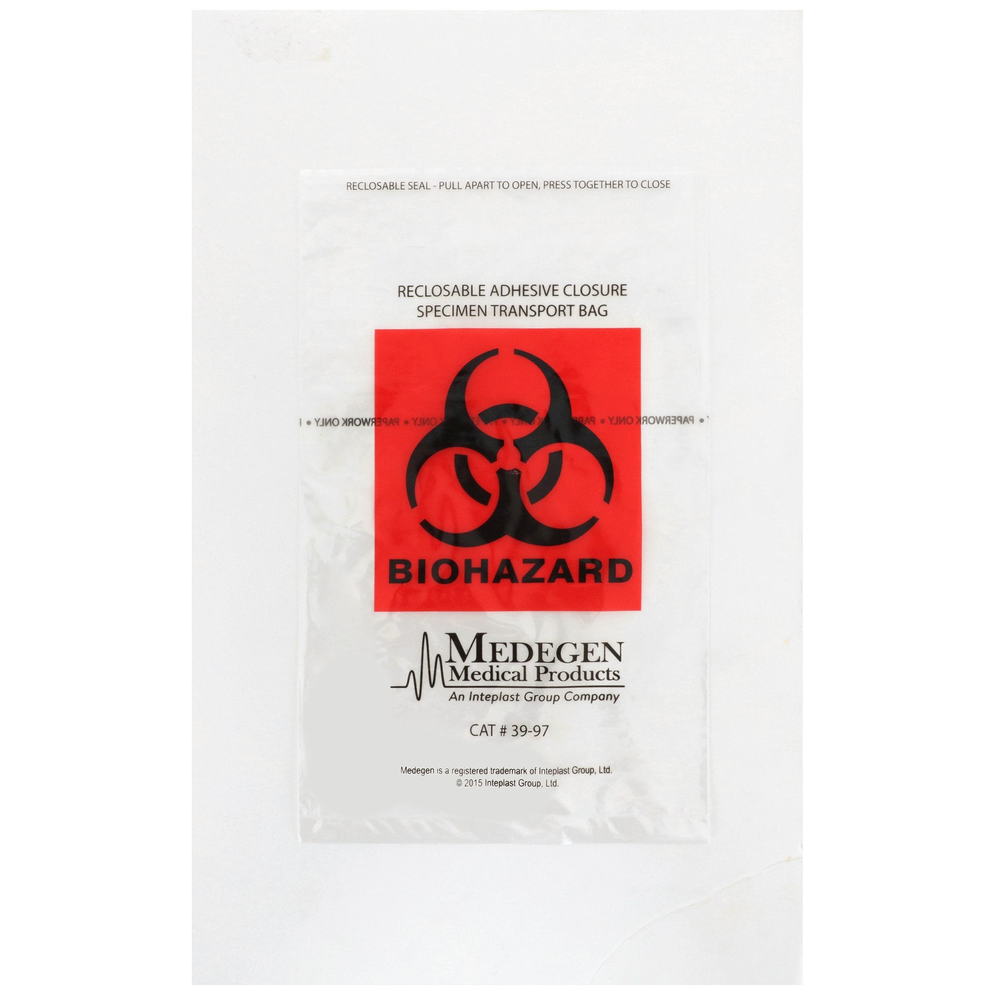 Specimen Transport Bag with Document Pouch McKesson 6 X 9 Inch Adhesive Closure Biohazard Symbol NonSterile