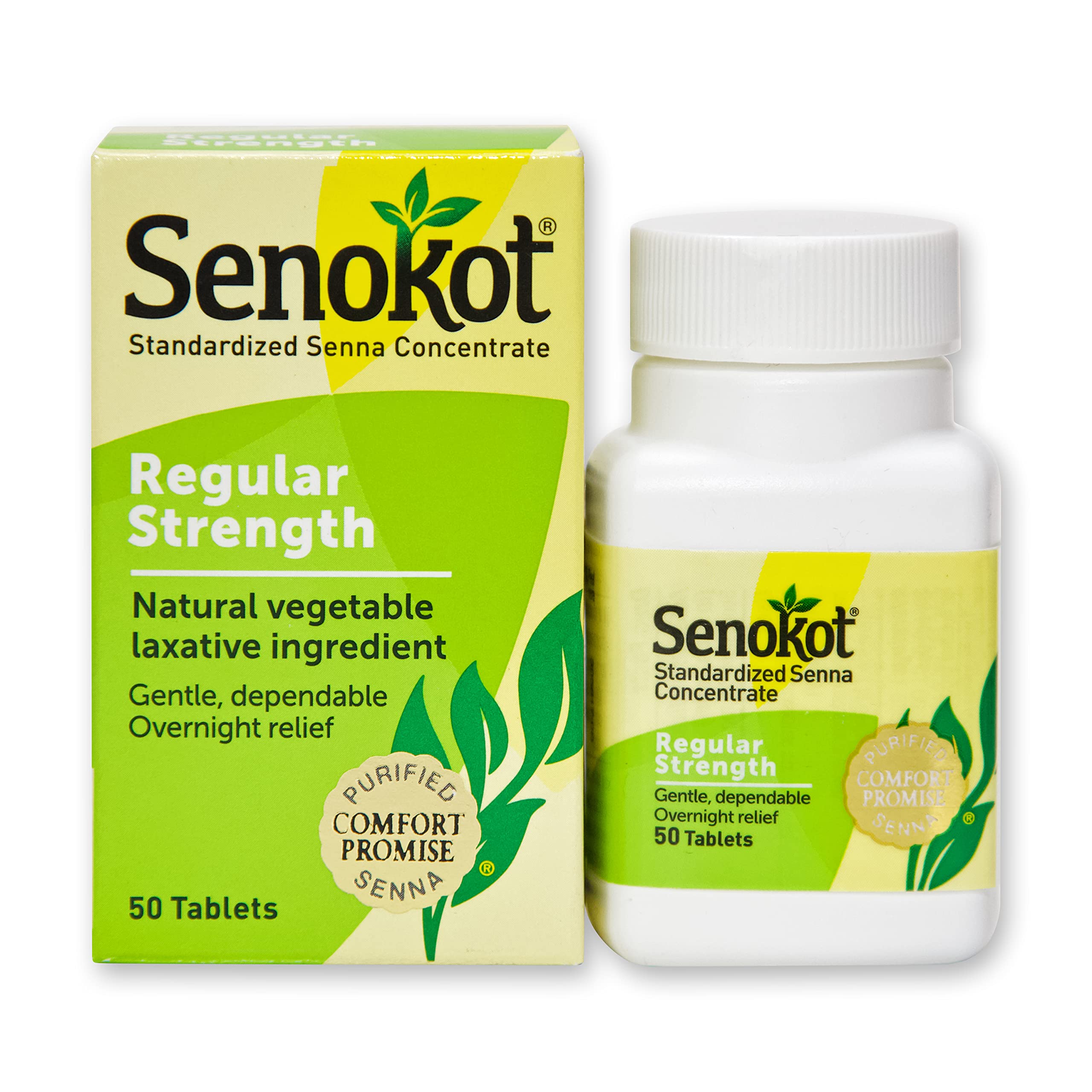 Senokot Regular Strength Tablets Natural Vegetable Laxative Ingredient, 50 Count