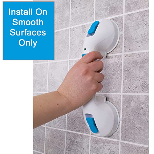 Carex Suction Shower Grab Bar 12" Ultra Grip Shower Handle - Dual Locking Grab Bars for Bathtubs and Showers Seniors, Disabled, Handicap, Elderly Assistance Product