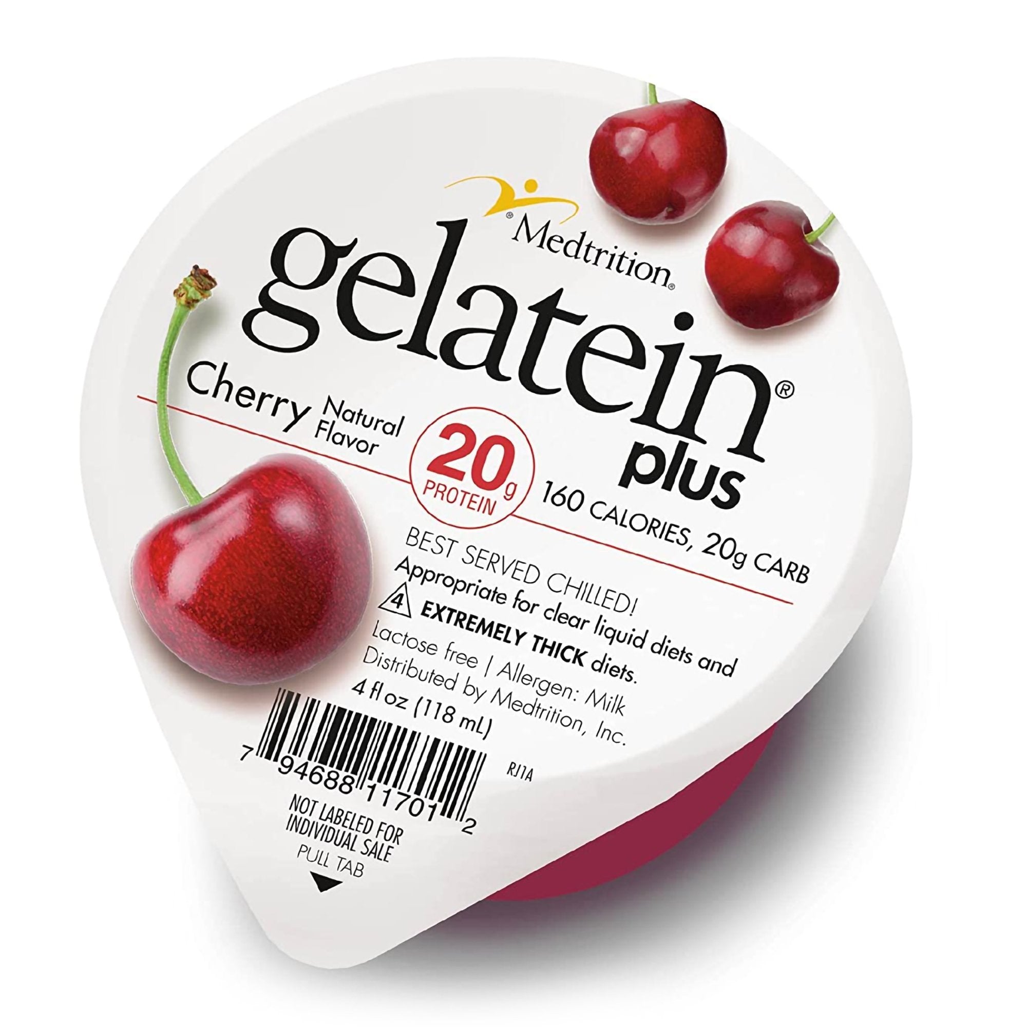 Oral Supplement Gelatein Plus Cherry Flavor Gel 4 oz. Cup