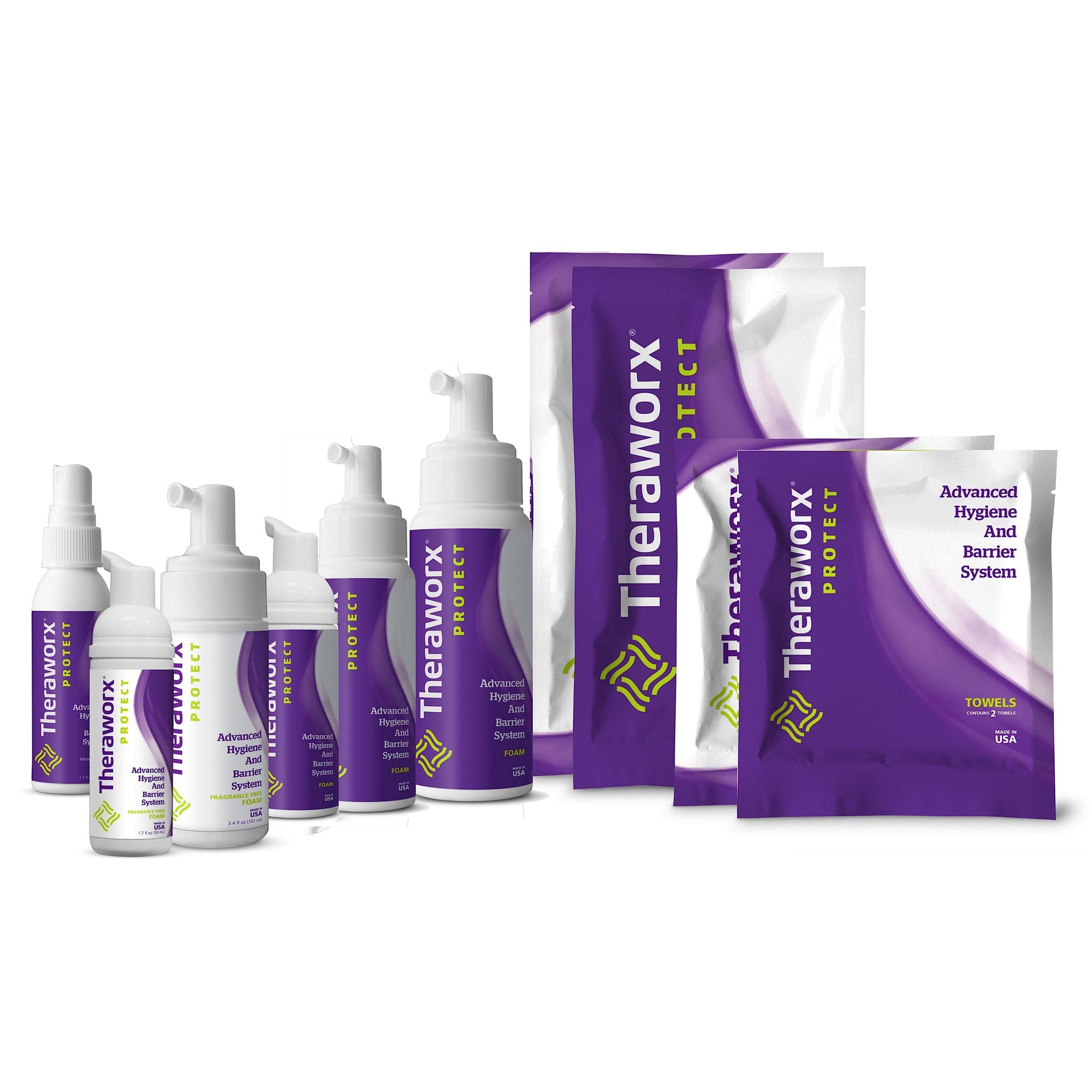 Rinse-Free Cleanser Theraworx Protect Advanced Hygiene and Barrier System Foaming 7.1 oz. Pump Bottle Lavender Scent