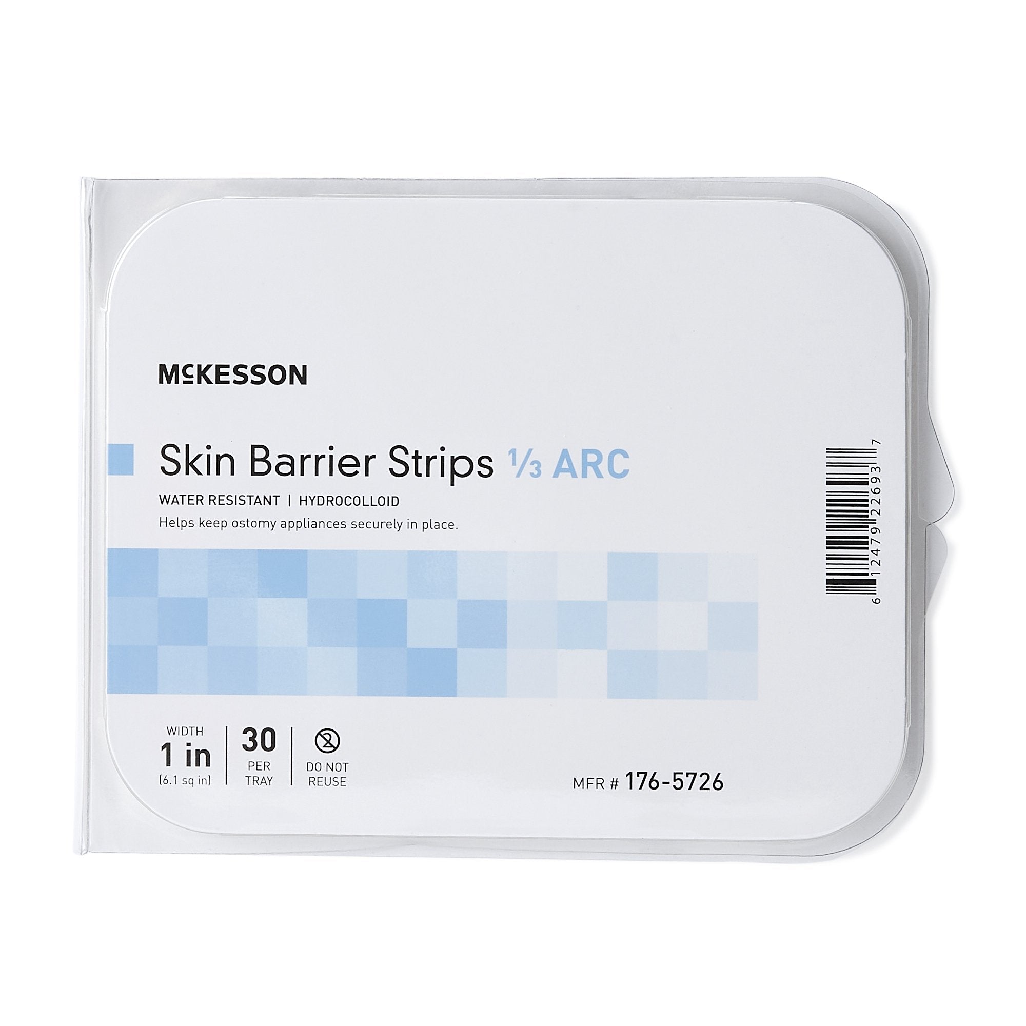 Skin Barrier Strip McKesson Moldable, Standard Wear Adhesive without Tape Without Flange Universal System Hydrocolloid 1/3 Curve 1 Inch W