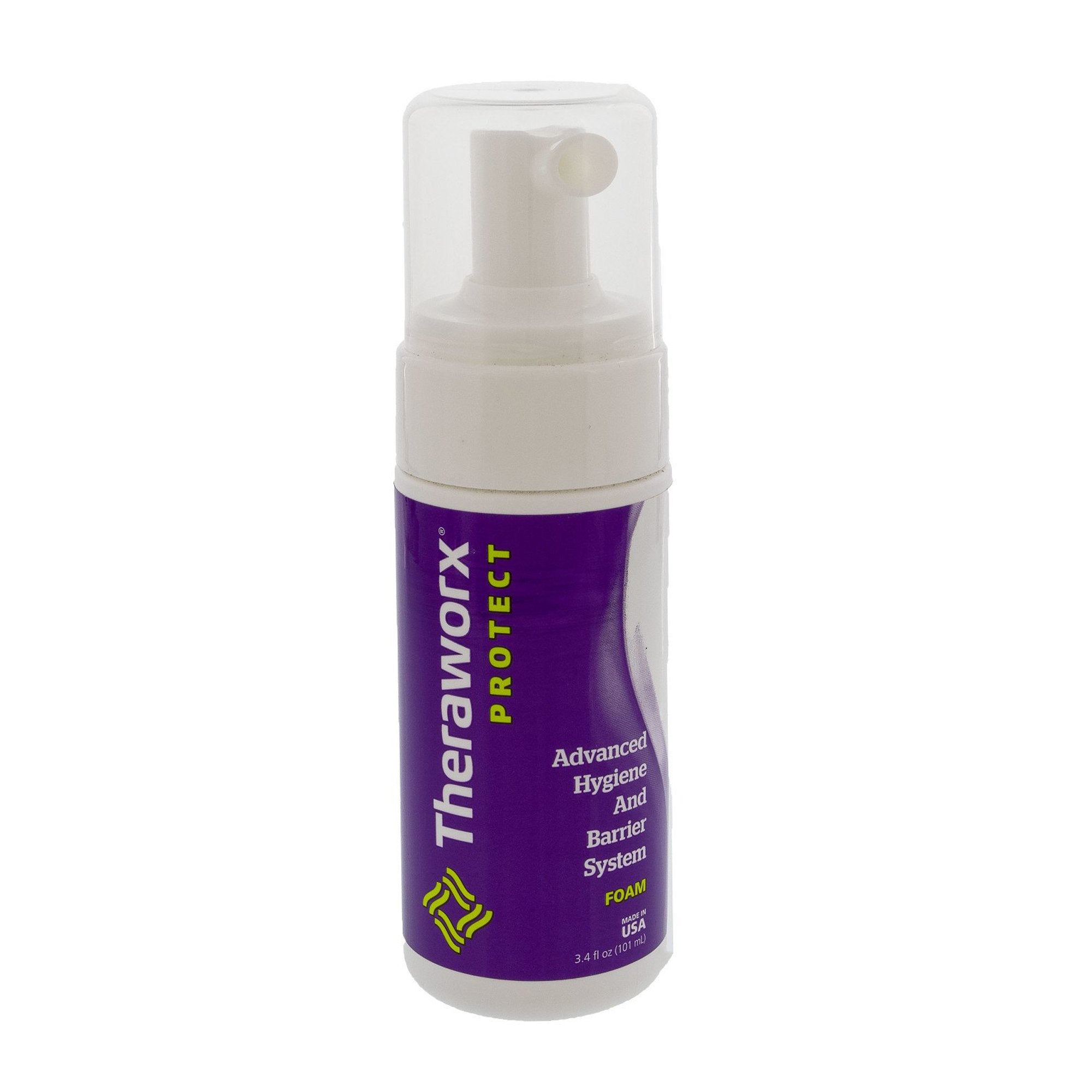 Rinse-Free Cleanser Theraworx Protect Advanced Hygiene and Barrier System Foaming 3.4 oz. Pump Bottle Lavender Scent