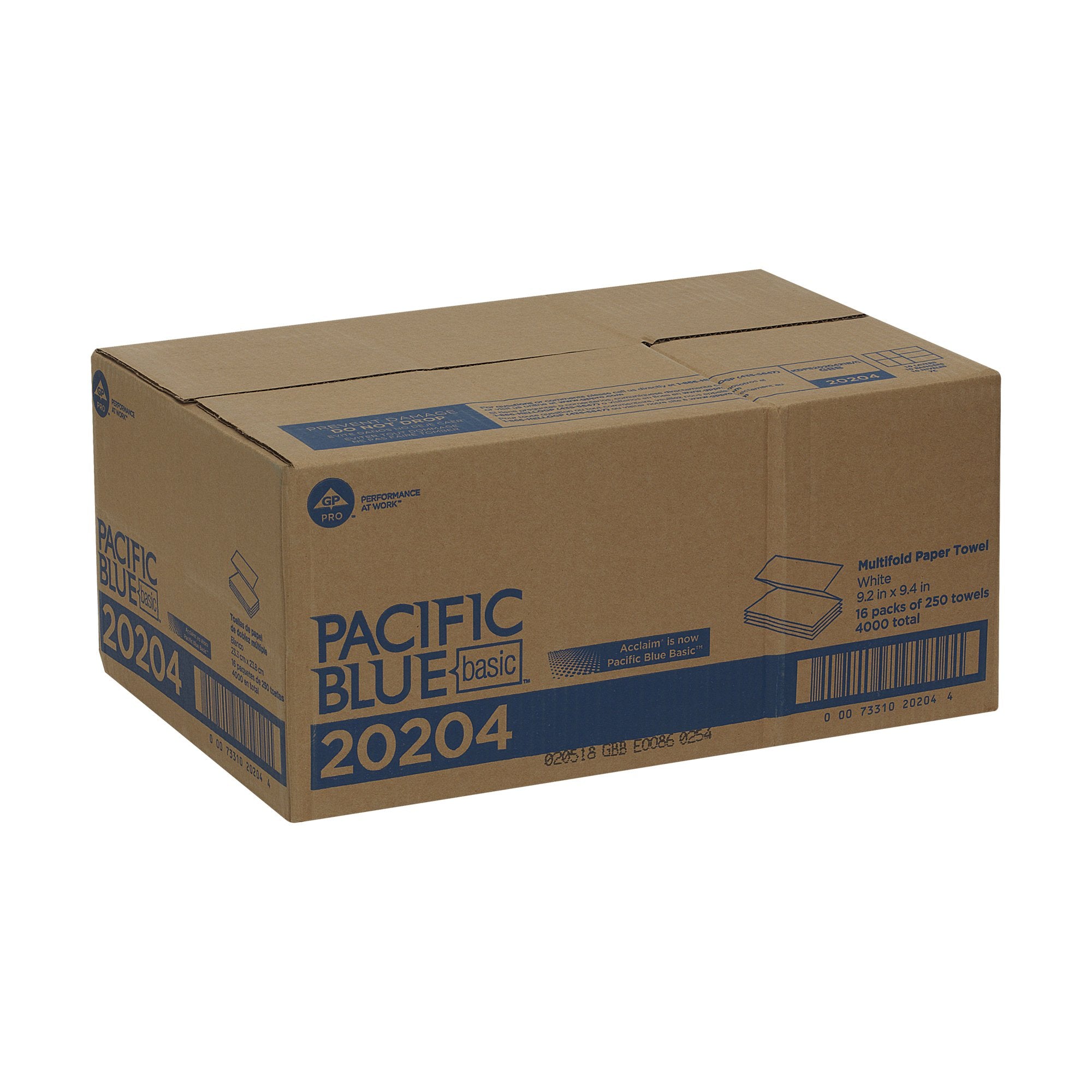 Paper Towel Pacific Blue Basic Multi-Fold 9-1/5 X 9-2/5 Inch