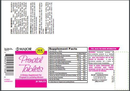 Prenatal Vitamin Supplement Major PNV No. 96 / Iron / Folic Acid 27 mg - 0.8 mg Strength Tablet 30 per Bottle