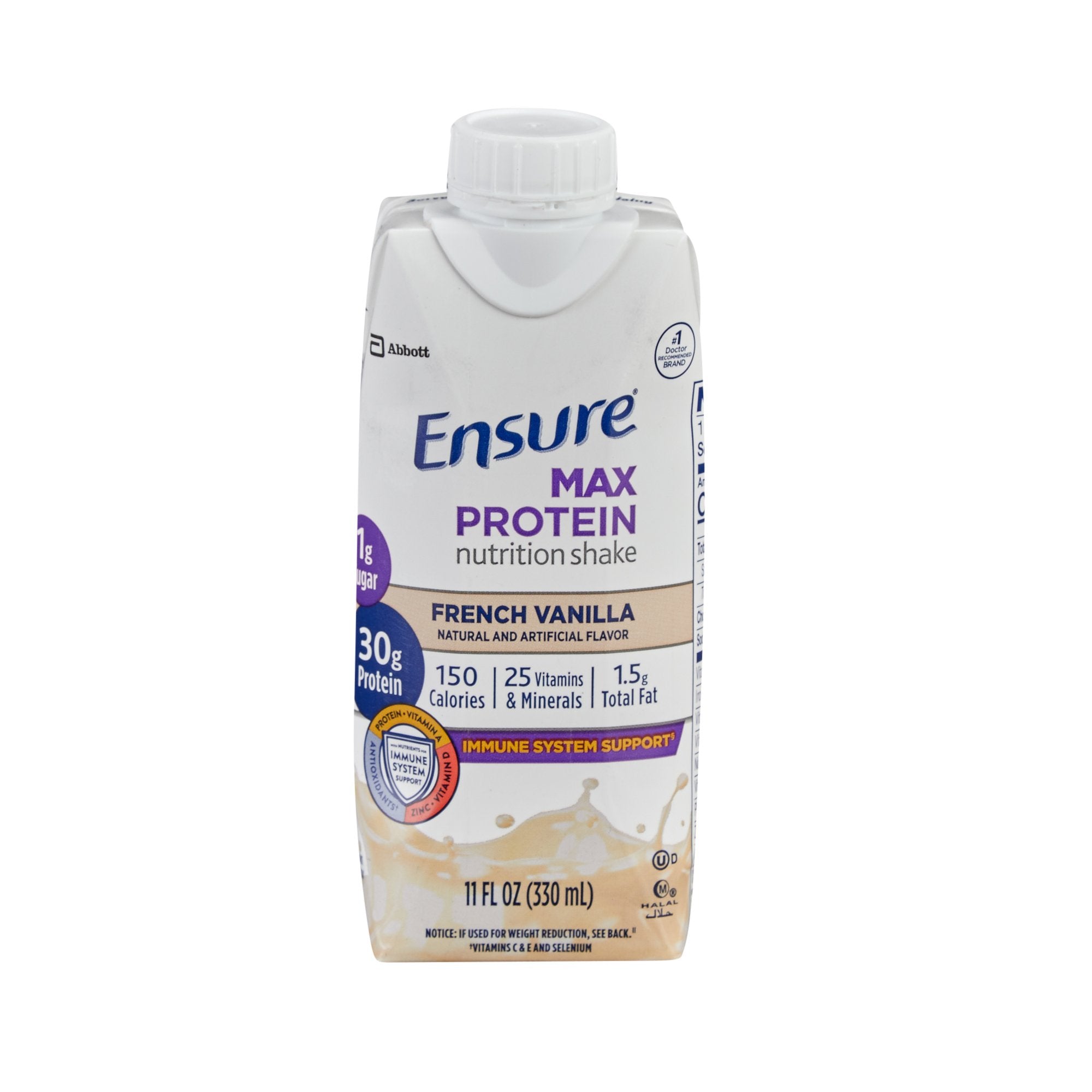 Oral Supplement Ensure Max Protein Nutrition Shake Vanilla Flavor Liquid 11 oz. Reclosable Carton
