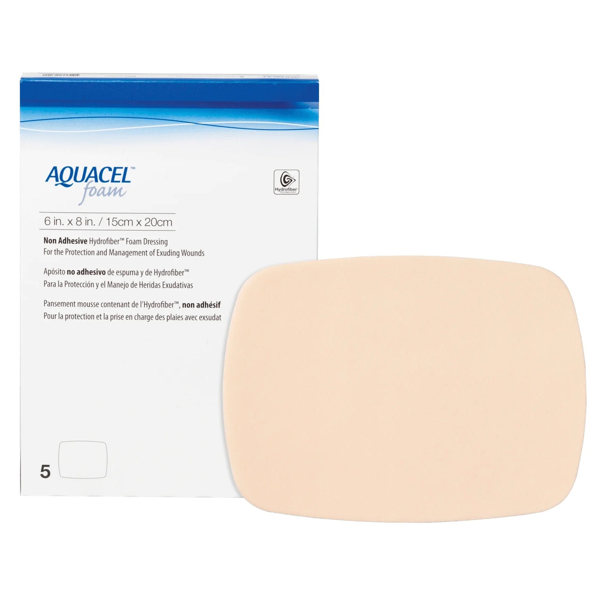 Foam Dressing Aquacel 6 X 8 Inch Without Border Film Backing Non-Adhesive Rectangle Sterile