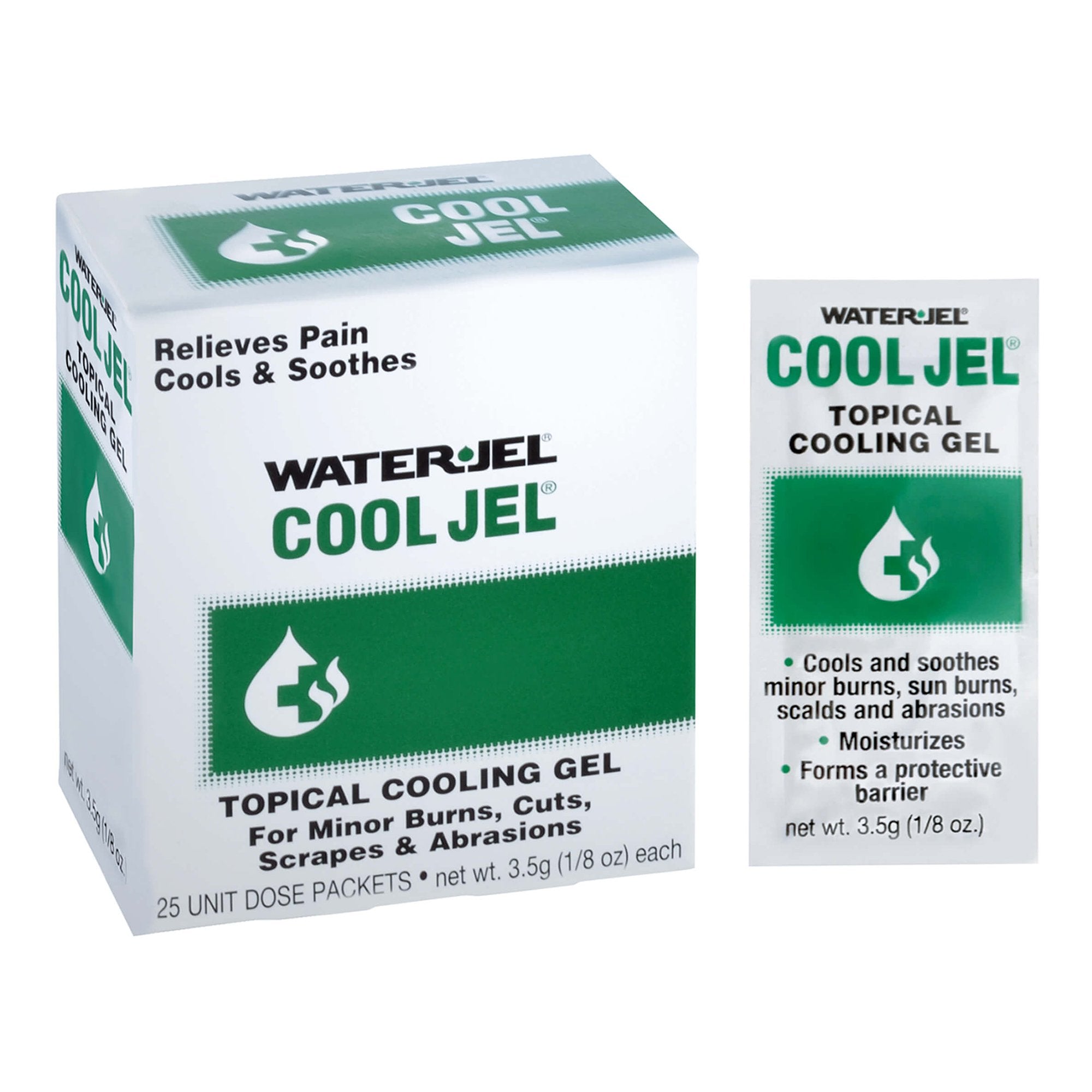 Burn Relief Water Jel Cool Jel Topical Gel 3.5 Gram Individual Packet
