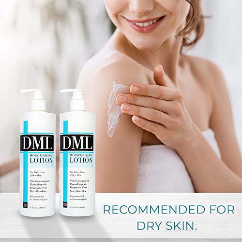 DML Moisturizing Lotion- Hydrating Hand and Body Moisturizer/Hypoallergenic Body Lotion for Dry and Cracked Skin/Gentle, Unscented Moisturizing Lotion Great for Men and Women / 16 oz (Pack of 2)