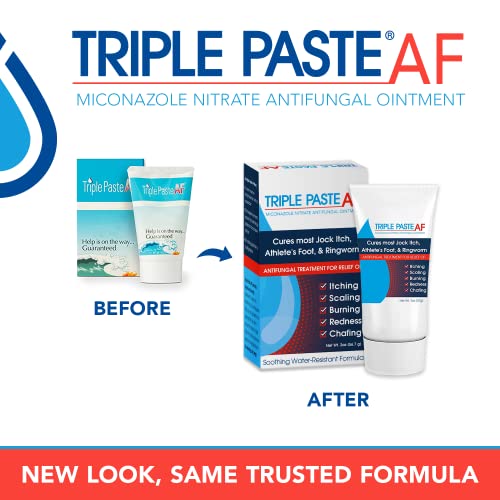 Triple Paste AF Anti Fungal Ointment for Skin Treats Most Jock Itch, Athletes Foot and Ringworm - 2% Miconazole Antifungal Cream - 2 Oz Tube (Packaging May Vary)