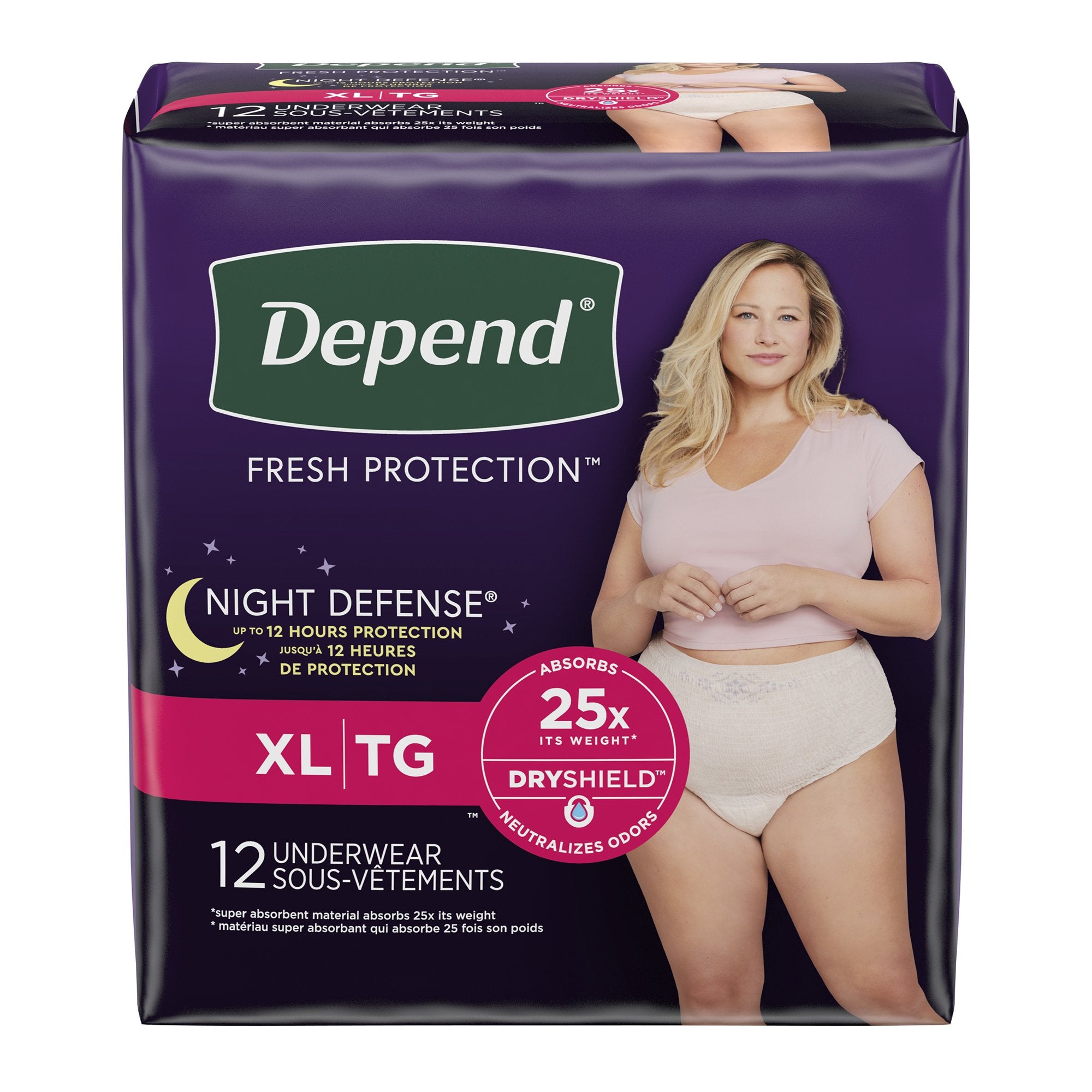 Female Adult Absorbent Underwear Depend Night Defense Pull On with