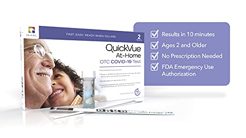 QuickVue At-Home OTC COVID-19 Test, 1 Pack, 2 Tests Total, Self-Collected Nasal Swab Sample, 10 Minute Rapid Results