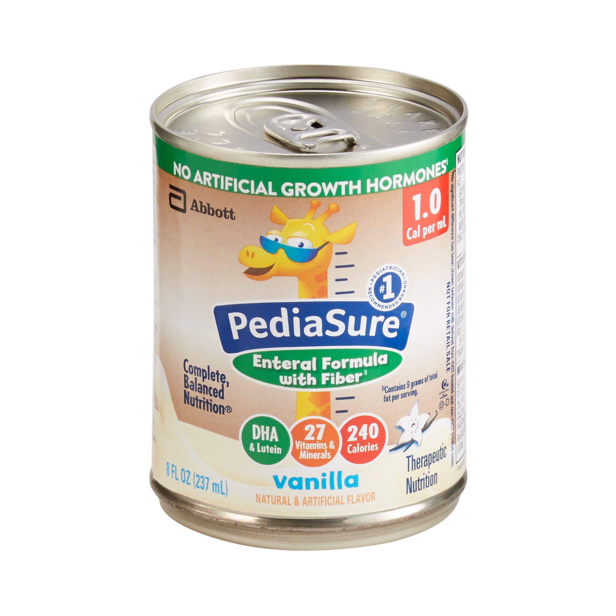 Tube Feeding Formula PediaSure 1.0 Cal with Fiber Vanilla Flavor Liquid 8 oz. Can