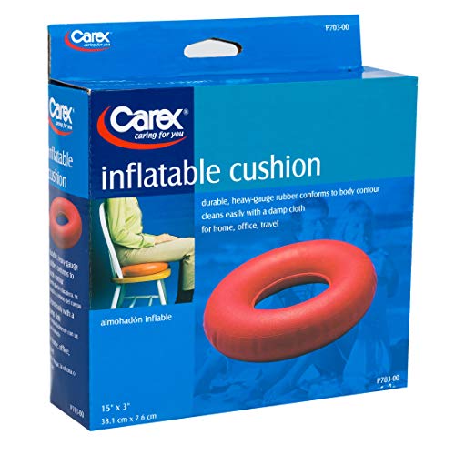 Carex Inflatable Donut Cushion - For Tailbone Pain, Hemorrhoids, Sciatica - Relief Cushion For Office Chair, Car, Seats, Travel, Wheelchair