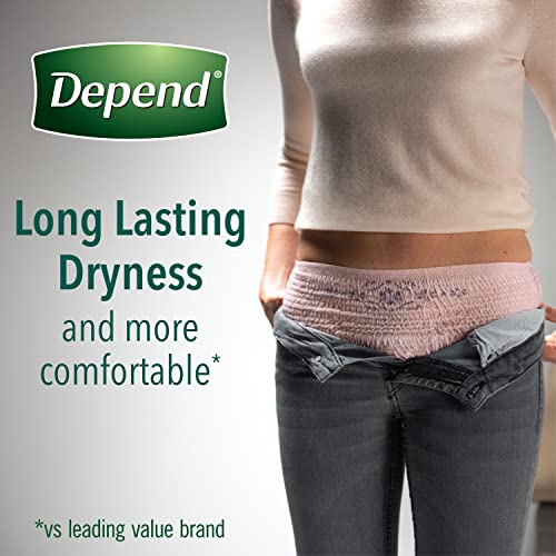 Depend Fit-Flex Adult Incontinence Underwear for Women, Disposable, Maximum Absorbency, Extra-Large, Blush, 15 Count