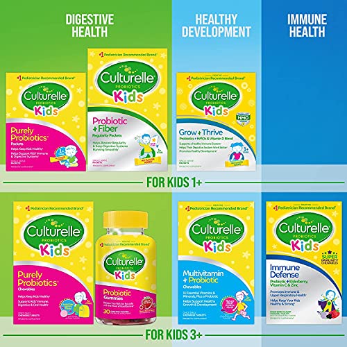 Culturelle Kids Probiotic + Fiber Packets (Ages 3+) - 24 Count - Digestive Health & Immune Support - Helps Restore Regularity