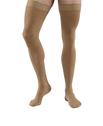 JOBST Relief Compression Stockings 20-30 mmHg Thigh High Silicone Dot Band Closed Toe Beige Medium