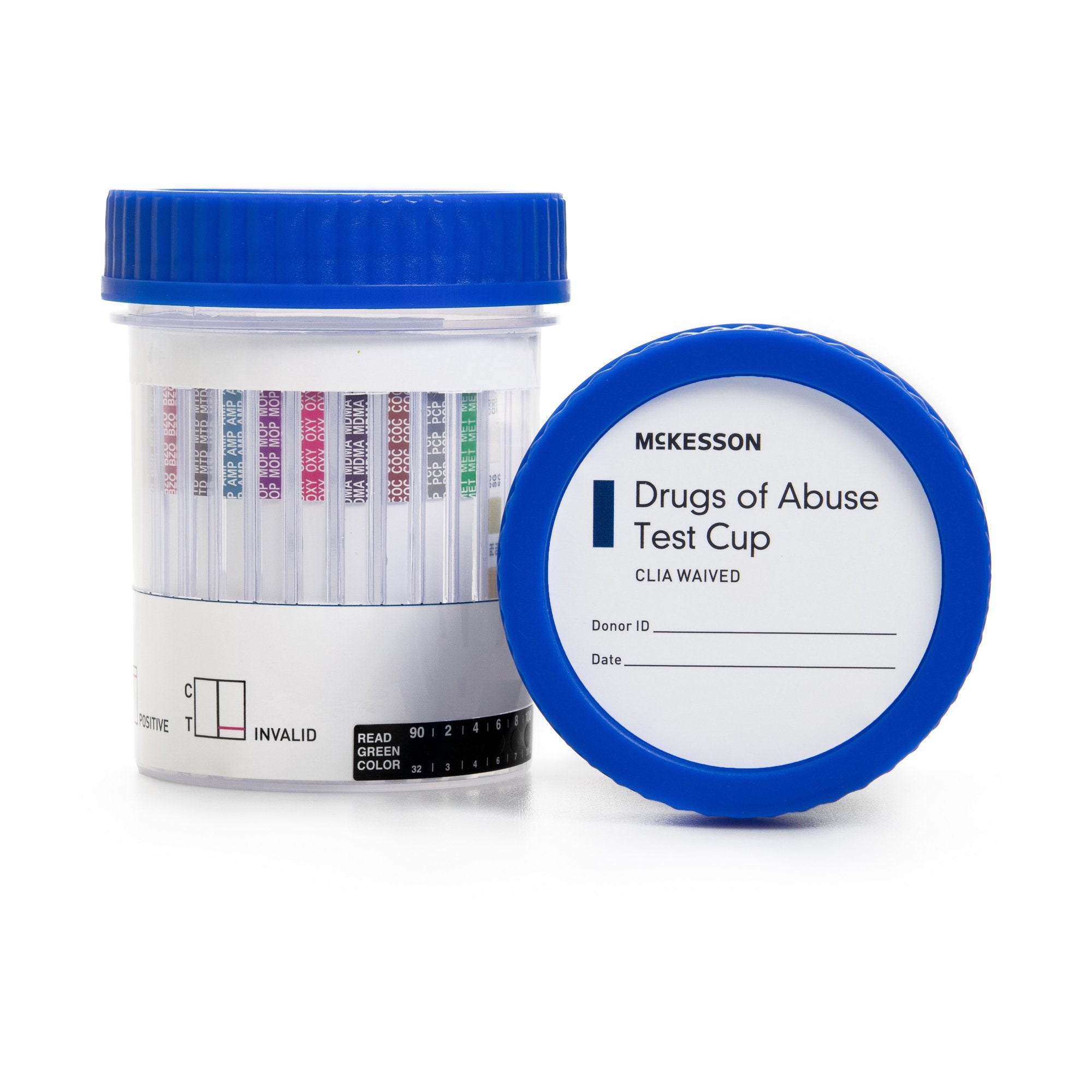Drugs of Abuse Test Kit McKesson 14-Drug Panel with Adulterants AMP, BAR, BUP, BZO, COC, mAMP/MET, MDMA, MOP300, MTD, OXY, PCP, PPX, TCA, THC (OX, pH, SG) Urine Sample 25 Tests CLIA Waived